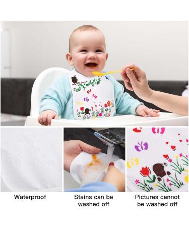 12-Piece Baby Bib Painting Set | Colored Textile Pins & Stencils | DIY Baby Shower Gift | Double-Sided 22x18 cm - Buy Online on GoSupps.com