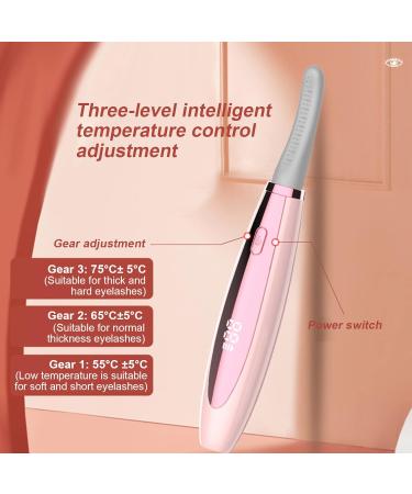 Heated Eyelash Curler - Electric USB Rechargeable | 3 Temperature Modes for Long Lasting Curls (Pink - Buy Online on GoSupps.com