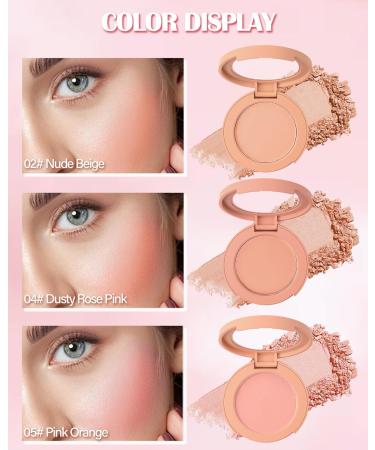 Blush Poudre Nude Abricot Finition Mate Naturelle Longue Dur e Waterproof Fard a Joue Pigment Intense Velout e Blush Cr me Utilisable Fard a Joue et Fards Paupi res Cadeau Maquillage Femme-02 - Buy Online on GoSupps.com