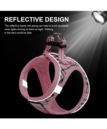 Suredoo Dog Harness for Small & Medium Dogs | Reflective Breathable with Leash - Pink Checked Design - Buy Online on GoSupps.com