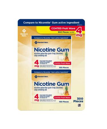 Member's Mark 4 mg Nicotine Polacrilex Gum Coated Fruit Flavor (300 ct.)