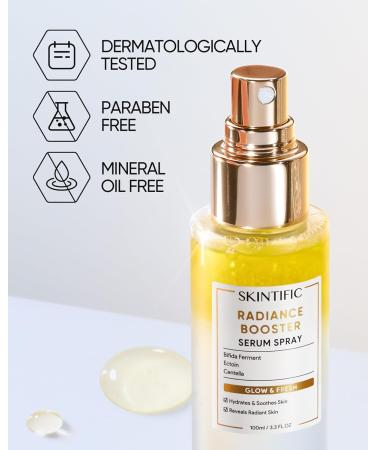 SKINTIFIC Radiance Booster Serum Spray Hydrating Face Mist with Bifida Ferment & Squalane Glow Serum for Radiant Skin Soothes Skin Vegan Skin Care All In One Mist 3.3 fl oz - Buy Online on GoSupps.com