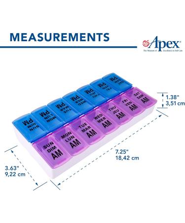 Apex Twice-A-Day Weekly Pill Organizer Weekly Pill Organizer 2 Times a Day Color-Coded Easy-Open See-Through Lids Organize Medication or Vitamins by AM PM or Morning and Bedtime Berry/Blue - Buy Online on GoSupps.com