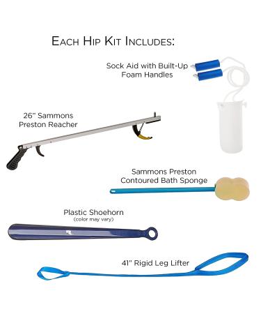 Sammons Preston 34386 Hip & Knee Equipment Kit with Assorted Daily Living Tools Including 32" Reacher  Sock Aid with Handle  Plastic Shoe Horn  Bendable Contoured Handled Sponge  and Rigid Leg Lifter Kit with 32" Reacher a - Buy Online on GoSupps.com