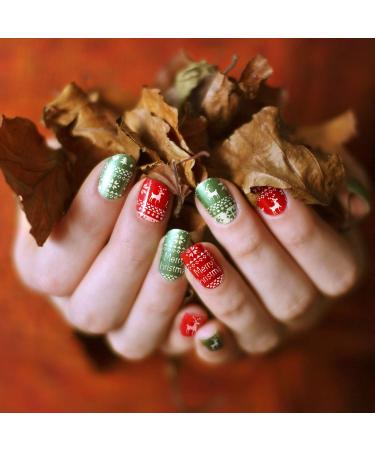 Whaline 8 Pieces Christmas Nail Art Plates - Santa, Reindeer, Snowflake Stamping Kit with 6 Manicure Stencils, 1 Polish Stamper and Scraper - Buy Online on GoSupps.com