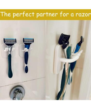 Buy Lianchen 8-Piece Self-Adhesive Bathroom Razor Holder - No Drilling Wall-Mounted Double Hooks for Home & Kitchen (White) - Buy Online on GoSupps.com