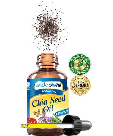 MYVIDAPURE CHIA SEED OIL Pure Natural Undiluted Refined Cold Pressed Carrier Oil for Skin Face Hair Lip and Nail Care Anti-Aging (0.5 Fl Oz) 0.5 Fl Oz (Pack of 1) - Buy Online on GoSupps.com