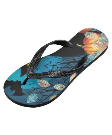 Mnsruu Halloween Cat Kitten Flip Flops - Maple Leaf Sandals for Home Spa Travel | Stylish Slippers for Men & Women - Buy Online on GoSupps.com