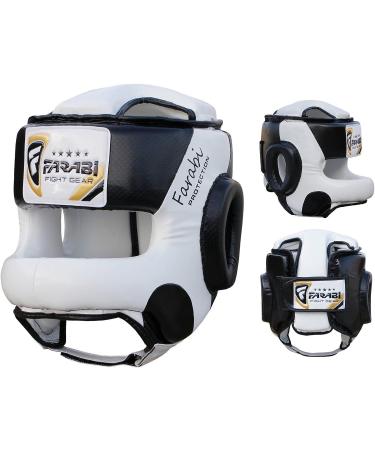Farabi Sports U Shape Boxing Head Guard | S/M Black/White Headgear for Kickboxing & Martial Arts Training - Buy Online on GoSupps.com