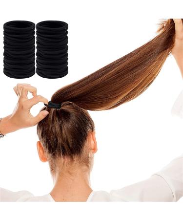 Aigee 120 Pcs Black Hair Ties - Elastic Rubber Bands for Medium to Thick Hair - No Damage Ponytail Holders for Women, Men, and Girls - Ideal for Long Lasting Braids - Buy Online on GoSupps.com