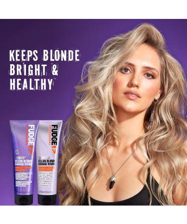 Fudge Clean Blonde Damage Rewind Shampoo 250ml - Purple Toning for Blonde Hair with Bond Repair Technology - Buy Online on GoSupps.com