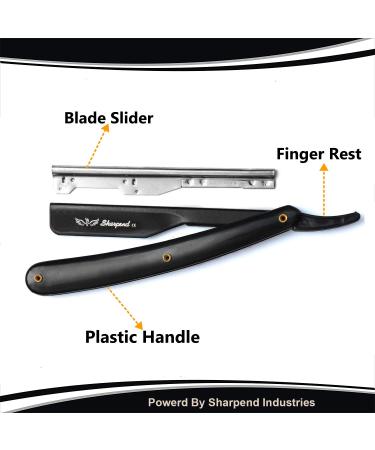 Adjustable Straight-Edge Barber Razor - Salon Quality Shavette Beard Kit with 10 Double-Edge Blades - Buy Online on GoSupps.com