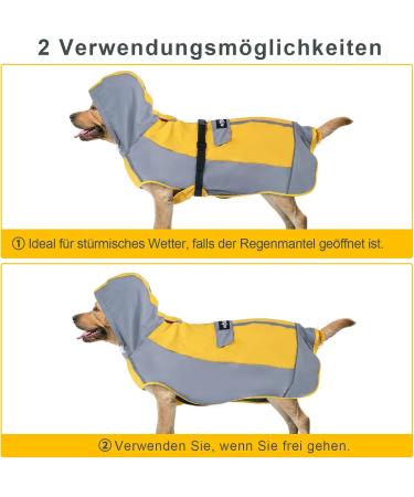 Buy Ownpets Waterproof Dog Rain Jacket with Hood | Adjustable Reflective Straps | Yellow & Gray (S) - Perfect for All Weather - Buy Online on GoSupps.com