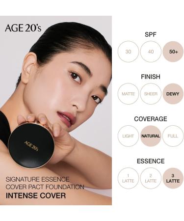 AGE 20's Signature Intense Cover SPF 50+ Refill #21 Light Beige (14g x 2ea) Essence Cushion Foundation Sunscreen Makeup - Buy Online on GoSupps.com