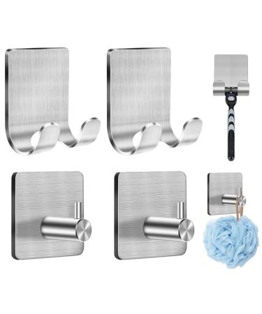 CGBE 2 piece of razor bracket shower + 2 pieces of towel hooks razor holder shower without drilling stainless steel self -adhesive razor holder hook wall scratch festivals for bathroom bedroom kitchen 4 pieces - silver