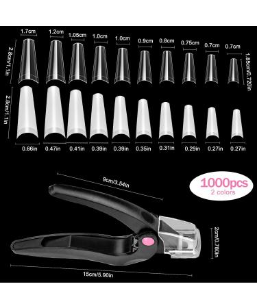 1000 Ballerina Nail Tips - Long Acrylic Artificial Nails for DIY & Nail Salons | 10 Sizes Natural & Clear - Buy Online on GoSupps.com
