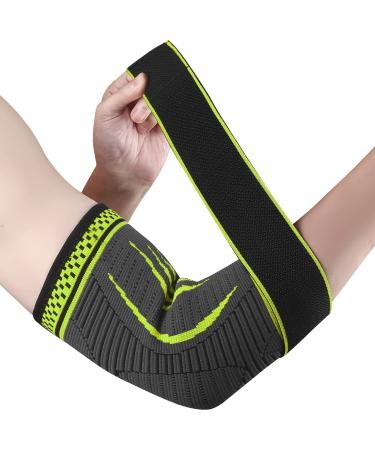 Ellenbow bandage for women and men 1 pieces compression elbow bandage adjustable elbow support for left and right hand tennis elbow golf ellbogen arthritis tendinitis (green l) l green