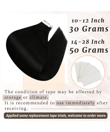 Ugeat Black Tape Extensions - Real Remy Hair Seamless & Invisible 35cm 20 Pieces 50g - Natural Hair Extensions #1B - Buy Online on GoSupps.com