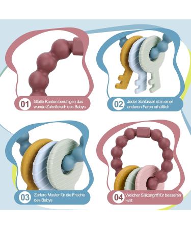 2 Pack BPA-Free Silicone Baby Teething Ring Keys | Gummy Massager for Infants 3+ Months - Buy Online on GoSupps.com