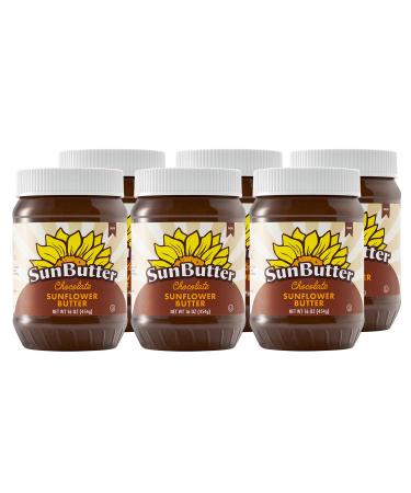 SunButter Sunflower Seed Butter Delicious Natural Alternative to Peanut Butter - Chocolate 454g Pack of 6
