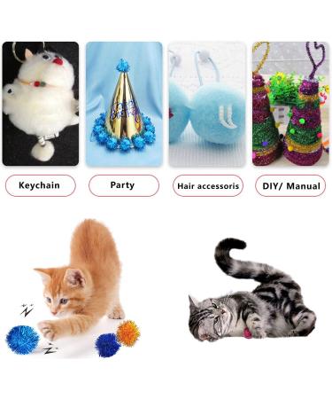 Voviggol 20-Pack Sparkle Cat Balls - Large Glittering Pom Pom Toys for Indoor Kittens - Fuzzy Colorful Balls - Buy Online on GoSupps.com