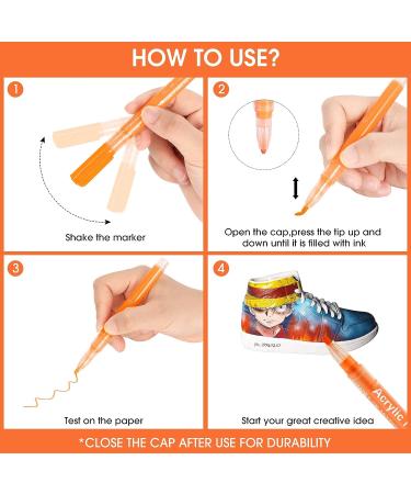 12 Color Waterproof Acrylic Paint Pens for Rock, Ceramic, Glass & More - Non-Toxic, Quick Dry Formula - Buy Online on GoSupps.com