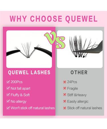 QUEWEL DIY Eyelash Extensions Set - 200 PC Thin Band Lashes with Bond & Seal Waterproof Cluster Applicator | At-Home LASH Extension Kit (QD02-MIX8-18) - Buy Online on GoSupps.com