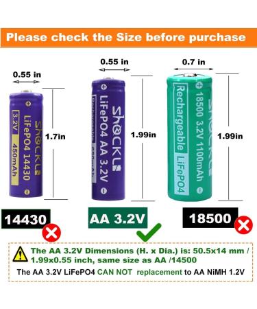 Shockli 4 Pack AA 3.2V LiFePo4 650mAh Solar Rechargeable Batteries - Ideal for Garden Lights - Buy Online on GoSupps.com