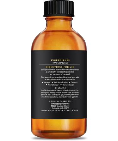 Calendula Oil by Wholesale Botanics Lightweight Aromatic Oil for DIY Skincare Massage & Aromatherapy | Vegan & Cruelty Free (4 Fl.Oz.) - Buy Online on GoSupps.com