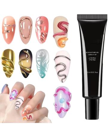 3D Sculpting Nail Gel - Nail Design Sculpting Gel - Long-Lasting 4-in-1 Manicure Decoration for Daily Use Travel Home Salon and Holidays like Christmas and Birthdays