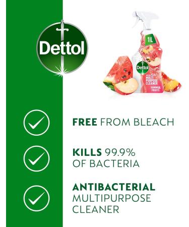 Dettol Antibacterial Multipurpose Cleaning Spray Summer Fruits Fragrance Multipack 1L x 3 Summer Fruits Spray 1L x 3 - Buy Online on GoSupps.com