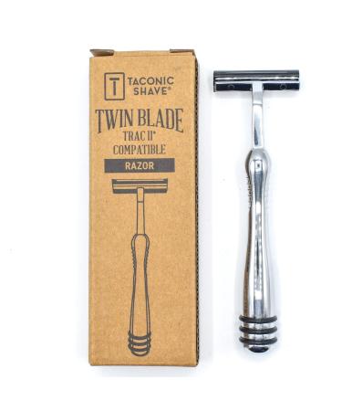 Taconic Shave Heavyweight Non-Pivoting Twin Blade Razor with Chrome Handle | Includes 10 Cartridge Blades - Buy Online on GoSupps.com