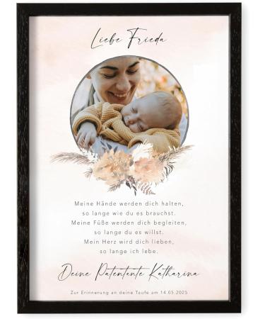 Personalized Baptism Gifts for Girls | Del M   Unique Sponsorship Letters | Custom Boho Wreath Designs (DIN A4 Framed/Unframed) - International Shipping Available - Buy Online on GoSupps.com