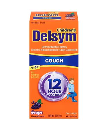 Delsym Children's Cough Suppressant Liquid Grape Flavor 5 Ounce (Pack of 12)