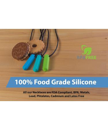 Tilcare Chew Chew Sensory Necklace - Silicone Chewy Toy for Kids and Adults with Autism - Chewing Pendant in Blue/Turquoise/Green - Perfect for Biting Sensory Needs - Buy Online on GoSupps.com