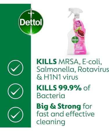 Dettol Antibacterial Multipurpose Cleaning Spray | Removes Grease & Burnt On Food Pomegranate Scent 1 Litre (Pack of 3) - Buy Online on GoSupps.com