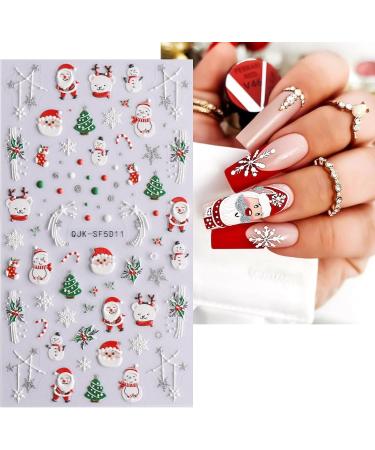 JMEOWIO 3D Embossed Christmas Glitter Nail Art Stickers Decals Self-Adhesive 5D Snowflake Xmas Winter Holiday Santa Cute Nail Supplies Nail Art Design Decoration Accessories 4 Sheets - Buy Online on GoSupps.com