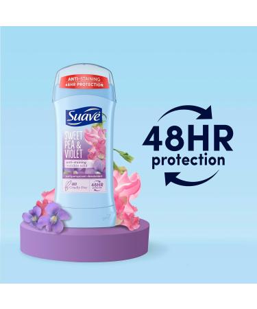 Suave Deodorant Antiperspirant for Women Variety Pack Sweet Pea & Violet + Wild Cherry Blossom 48H Protection Anti-Staining 2.6 Oz Ea (4 Piece Set) - Buy Online on GoSupps.com