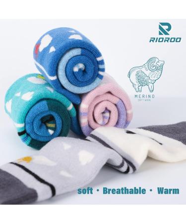 Rioroo Merino Wool Ski Socks for Kids | Unisex Thermal Winter Socks - Thick Reinforced Anti-Slip Calf Design in Green & Gray - Buy Online on GoSupps.com