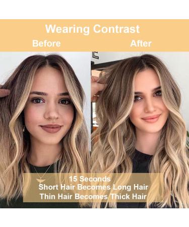 4PCS 20 Ash Blonde Mix Bleach Blonde Wavy Clip in Hair Extensions - Synthetic Thick Hair Piece for Women - Buy Online on GoSupps.com