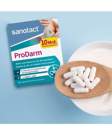 Sanotact Prodarm - 120 Capsules for Intestinal Renovation | 10 Billion Lactic Acid Cultures + 3 Bacterial Strains | Intestinal Cleaning Cure with Vitamins B6 B2 & Biotin | 6-Pack - Buy Online on GoSupps.com