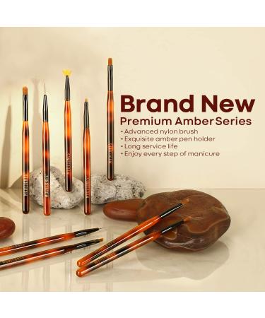Modelones 9PCS Nail Art Brushes Set - Nail Brush Polish, Liner, Extension Gel, Carving, French Nails Brush - Manicure Salon DIY Nail Art Tools Amber - Buy Online on GoSupps.com