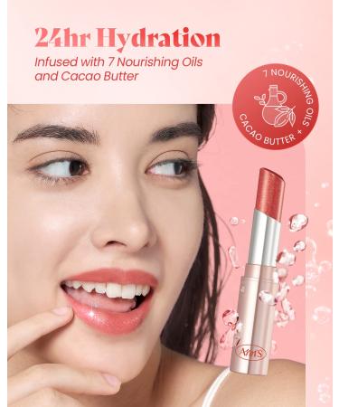 AMTS Tinted Lip Balm-Rosy Lights | Hydrating Glitter Lipstick for Soft Lips | Pearl Shimmering Korean Lip Tint - Buy Online on GoSupps.com