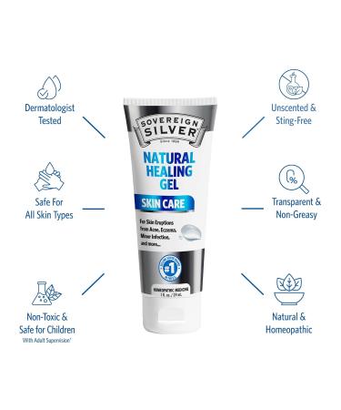 Sovereign Silver Natural Healing Gel - Effective Skin Care for Healing Redness Reduction Acne Scar Minimization & Inflammation Relief - 1oz (Pack of 1 - Buy Online on GoSupps.com