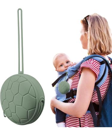 Jinmen Baby Silicone Pacifier Holder | Travel Case & Clip with Zipper Lanyard | Green Diaper Bag Accessory - Buy Online on GoSupps.com