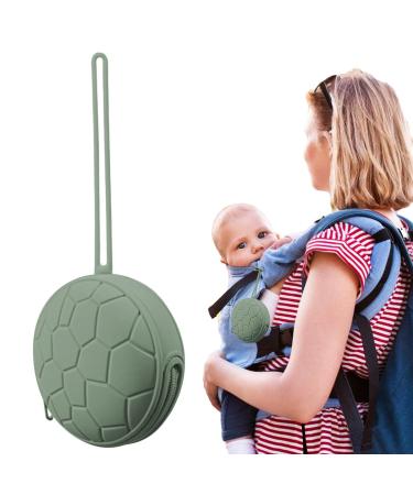 Halatua pacifier holder case-pacifier holder made of silicone for toddlers-portable silicone-pacifier travel case with zipper-lanyard stroller and wrap bag accessories green