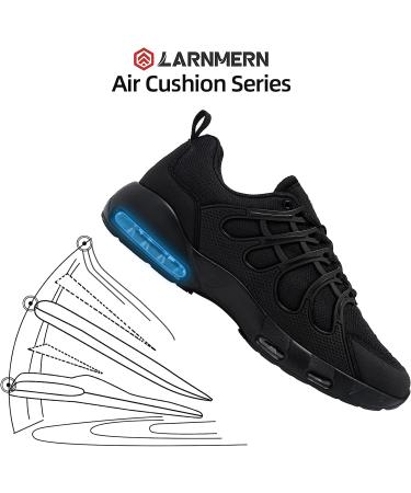 LARNMERN Men's Non Slip Work Shoes - Air Cushion Sneakers for Restaurant, Chef, Kitchen | Wide Width, Size 10, Black - Buy Online on GoSupps.com