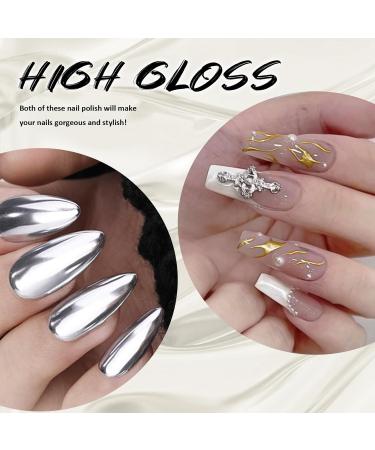 U-Shinein 2x12ml Metallic Painting Nail Gel Liner Gold & Super Silver Metal Painted Drawing Gel Strong Mirror Reflection Nail Art Paint Nail Liner Gel UV Nail Gel with Build in Thin Brush Gold+Ultra-bright Silver - Buy Online on GoSupps.com