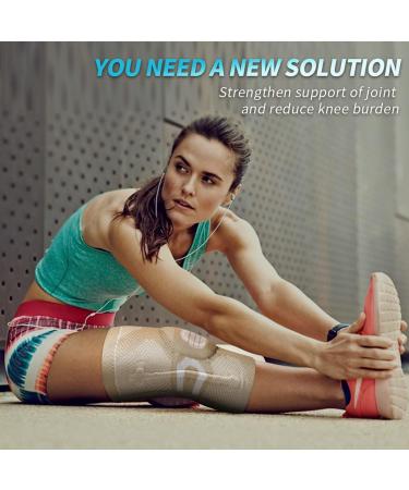 NEENCA Professional Compression Knee Sleeve with Gel Pad & Stabilizers - 3XL Skin - Pain Relief for Running & Arthritis - Buy Online on GoSupps.com
