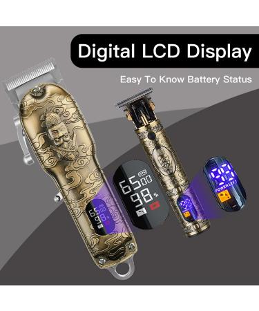 Lanumi Professional Hair Clippers for Men - Cordless T-Blade Trimmer Set with USB Rechargeable Beard Trimmer - Gold - Buy Online on GoSupps.com